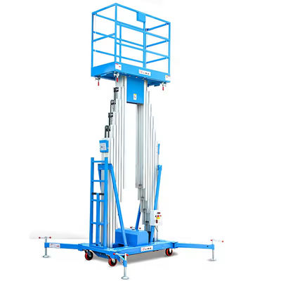 9m 250kg Elektrische Mast Boom Lift Blauer Mast Vertikaler Lift Leichtgewicht