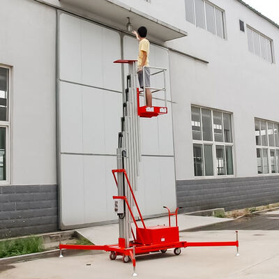 Elektrische Aluminium-Masthebebühne, 8 m, 10 m, 150 kg, vertikale Einzelmast-Luftarbeitsbühne